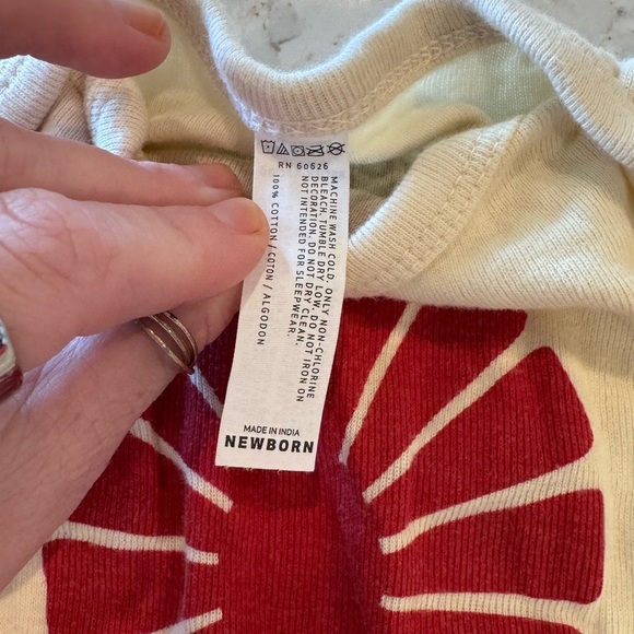 Newborn Cream Baby Onesie with Red Graphic - Austin TX - Picture 6 of 6